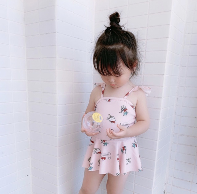 Bộ bơi liền 2 dây dành cho bé gái xuất Nhật cao cấp mã C19