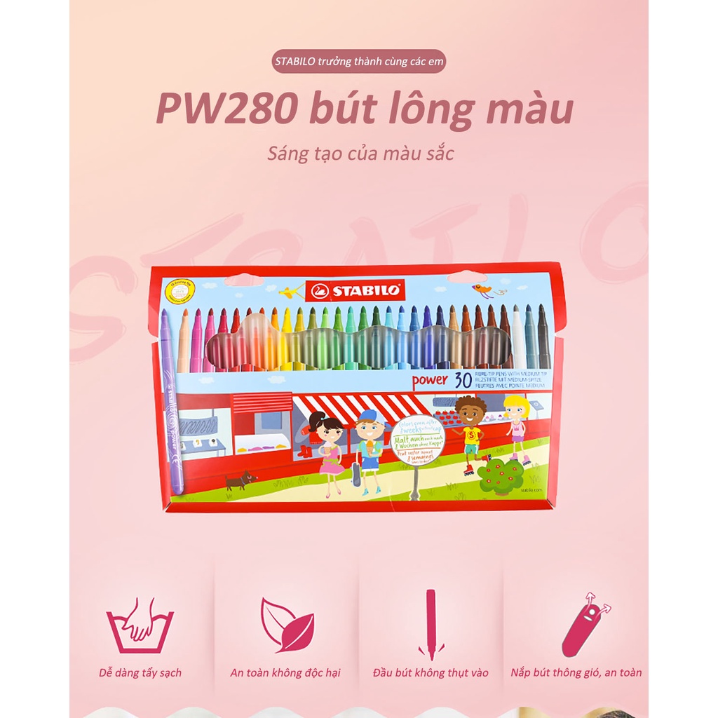 Combo bút lông đầu to STABILO power 30 màu - tuyển tập tô màu STABILO SVCB (PW280-30B)