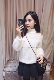 Bán sỉ- áo len lông thỏ hở vai