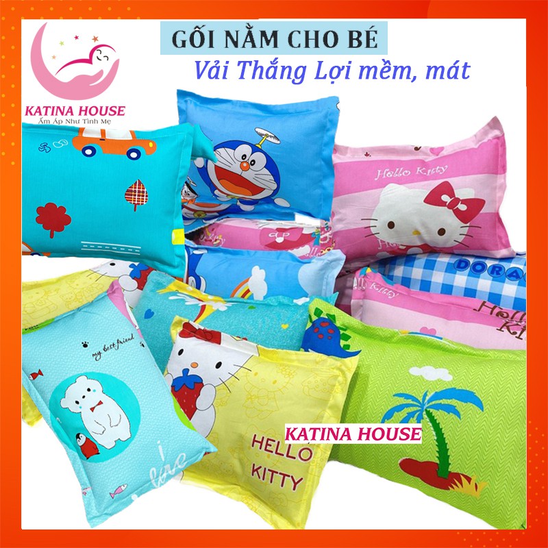 Gối cho bé sơ sinh và trẻ nhỏ vải Cotton Thắng Lợi mềm mát, gối êm mềm, đa dạng họa tiết hoạt hình, có nhiều kích cỡ