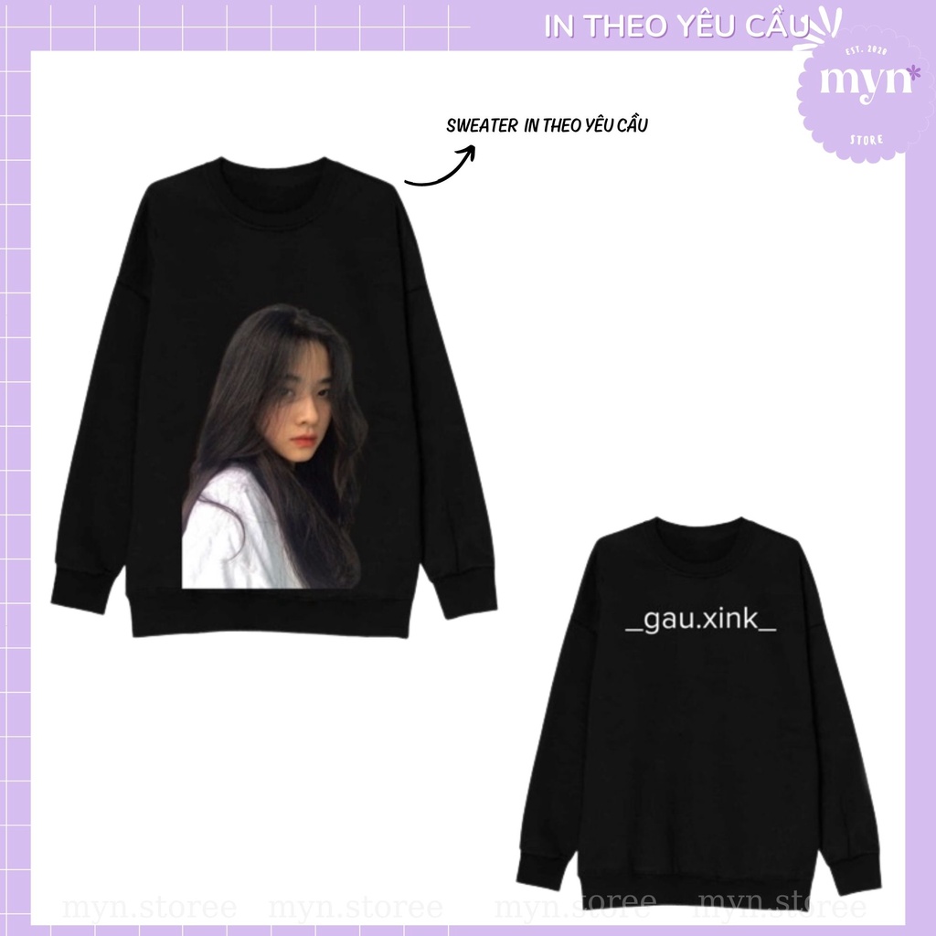 Áo Sweater Dài Tay Đen In Theo Yêu Cầu Nam Nữ Đủ Size