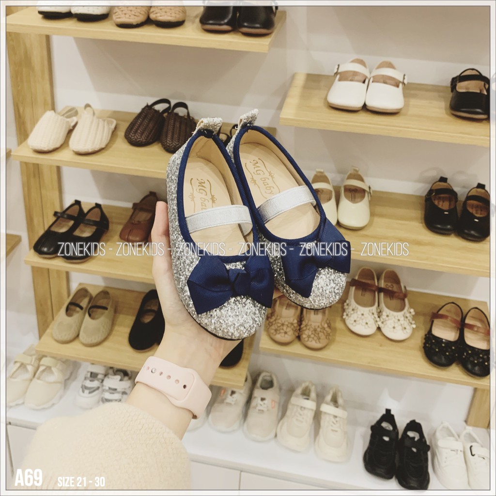 Giày búp bê kim tuyến phối quai ngang cho bé gái Zonekids - A69