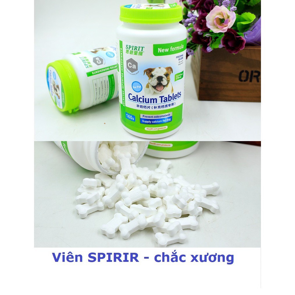 Lẻ 1 Viên sữa dê dưỡng chất spirit canxi cho chó mèo (5 loại) chắc xương dưỡng lông và chó mèo kém ăn