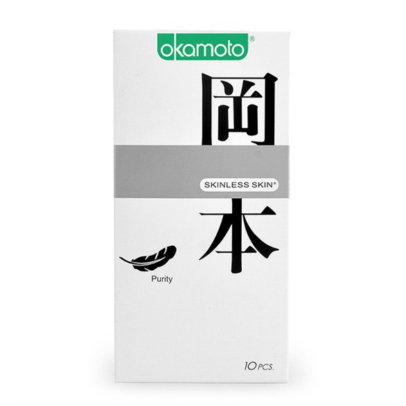 Bao Cao Su Okamoto SỐ 1 NHẬT BẢN Skinless Skin Purity Siêu Mỏng Tinh Khiết Không Mùi Hộp 10 Cái