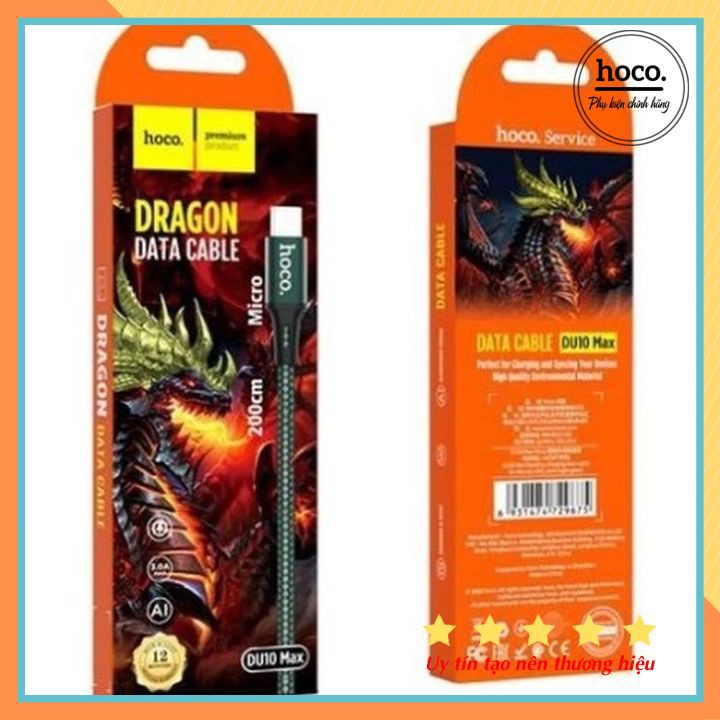 Cáp Sạc Nhanh Dây Dù Micro USB 3.0A Micro Hoco DU10 Max - 2M- Chính Hãng