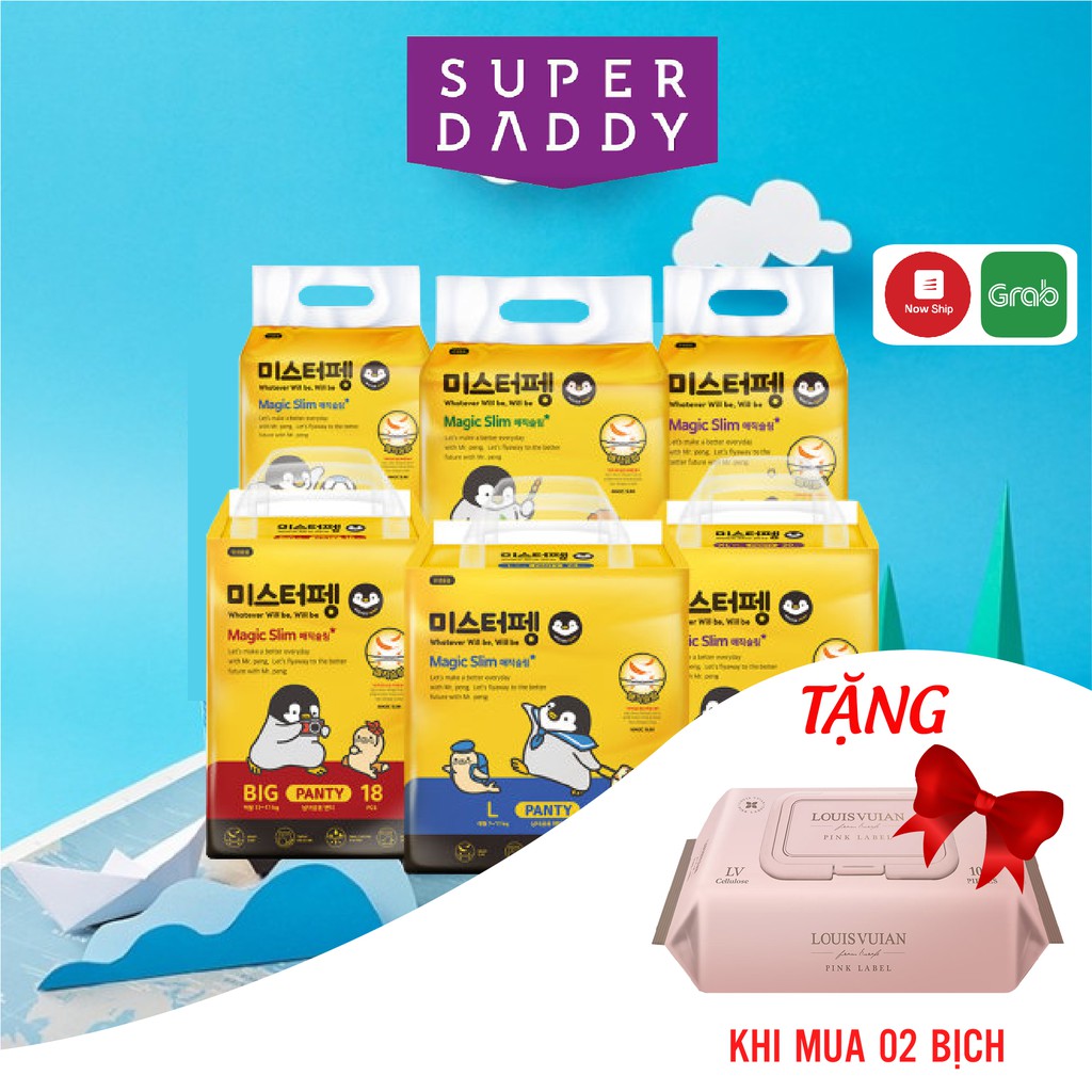 BỈM/TÃ HÀN QUỐC CAO CẤP SUPER DADDY Full Size Dán M-28m/L-24m/XL-20m. Quần L-24m/XL-20m /Big Size-18m