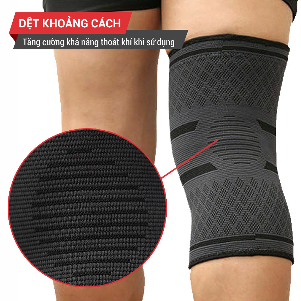 Bó gối thể thao, bảo vệ đầu gối tập gym GoodFit co giãn 4 chiều, dệt 3D dày dặn GF518K hỗ trợ thể thao tập gym