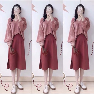 [ ORDER ] Set váy áo thu đông
