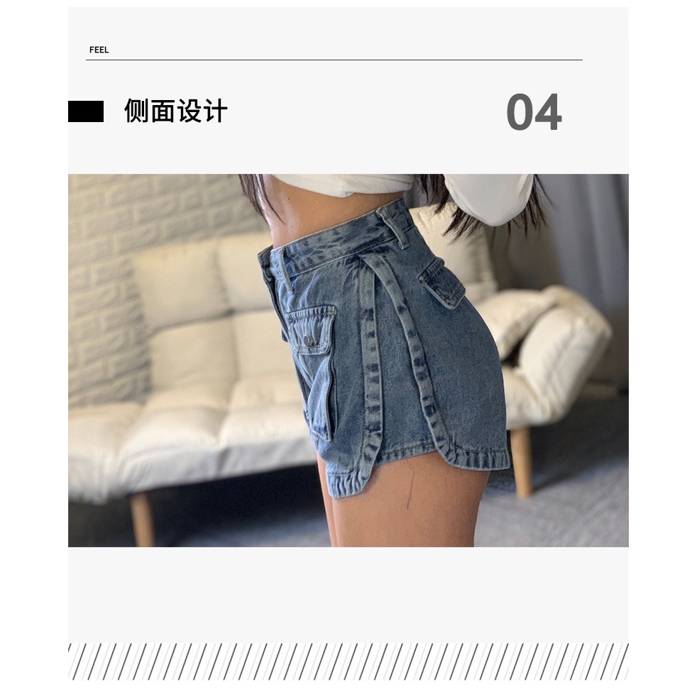 Quần đùi jean lưng cao phong cách Hàn Quốc thời trang dành cho nữ 921