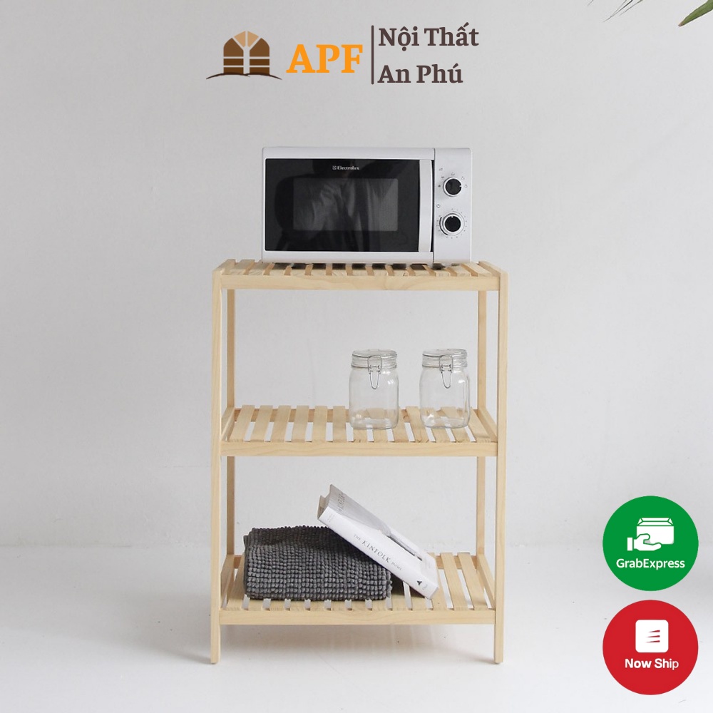 Kệ Lò Vi Sóng APF Chất Liệu Gỗ Thông Nhập Khẩu, Thiết kế Thông Minh Tiện Lợi KS050