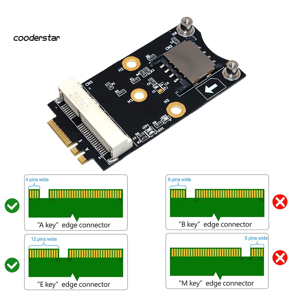 Bộ chuyển đổi Wdp Mini Pci-E sang M.2 Ngff Key A / E với khe cắm sim 3g / 4g
