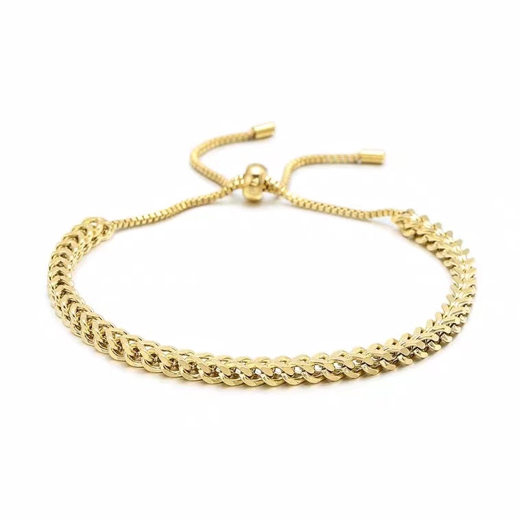 Vòng Tay Dây Xích Dày Mạ Vàng 18K Điều Chỉnh Được