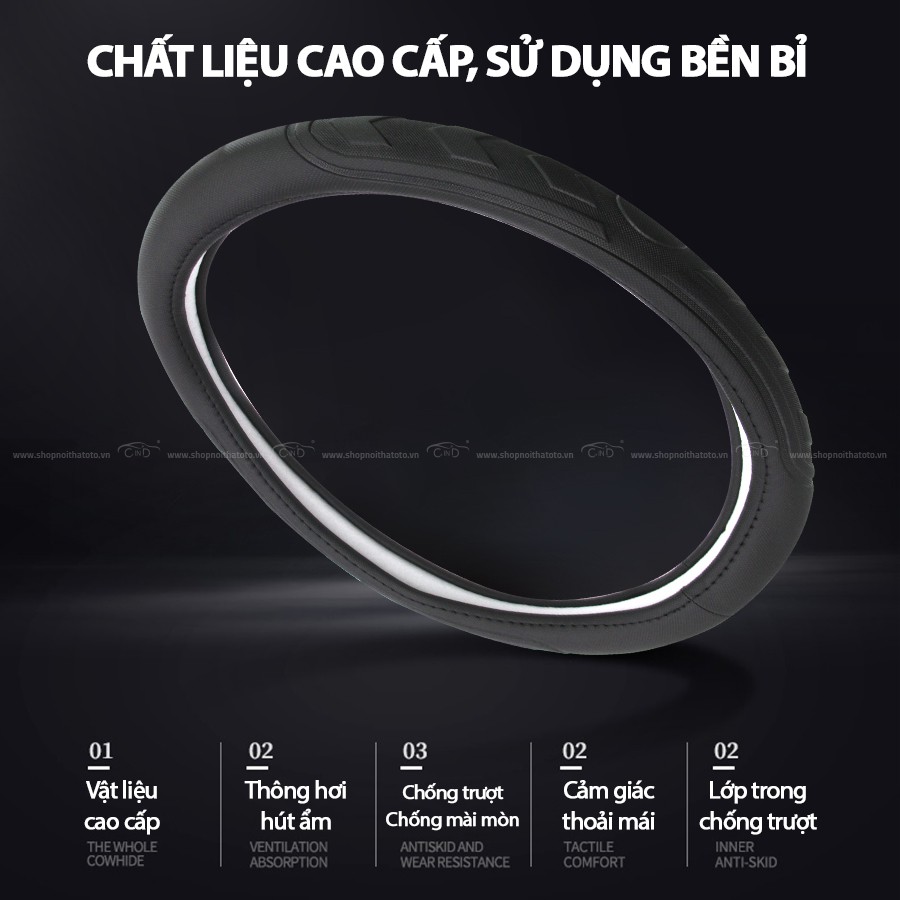 [Mã BMBAU50 giảm 10% đơn 99k] Bọc Vô Lăng CIND 5002 Size 4L Màu Đen Nhập Khẩu Chính Hãng