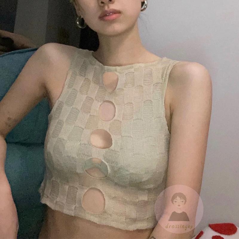 Áo Dệt Kim Sát Nách Màu Trơn Họa Tiết Kẻ Sọc Màu Sắc Cho Nữ