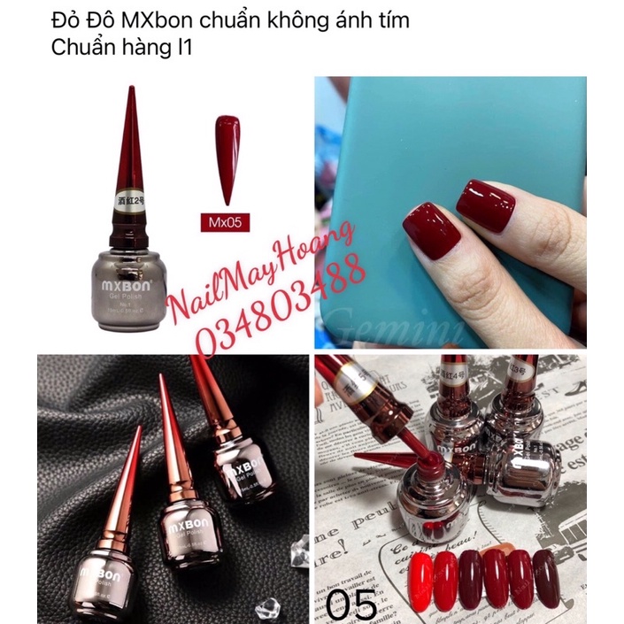 Sơn gel đỏ đô MXBON chuẩn không ánh tím