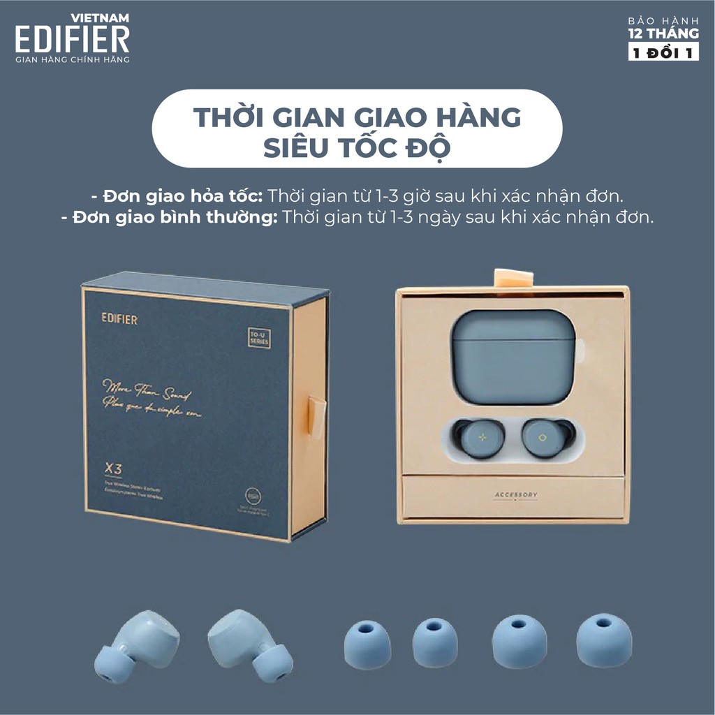 Tai nghe Bluetooth 5.0 EDIFIER X3 To-U Âm thanh Stereo - Chống nước IPX5 - Hàng chính hãng - Bảo hành 12 tháng 1 đổi 1