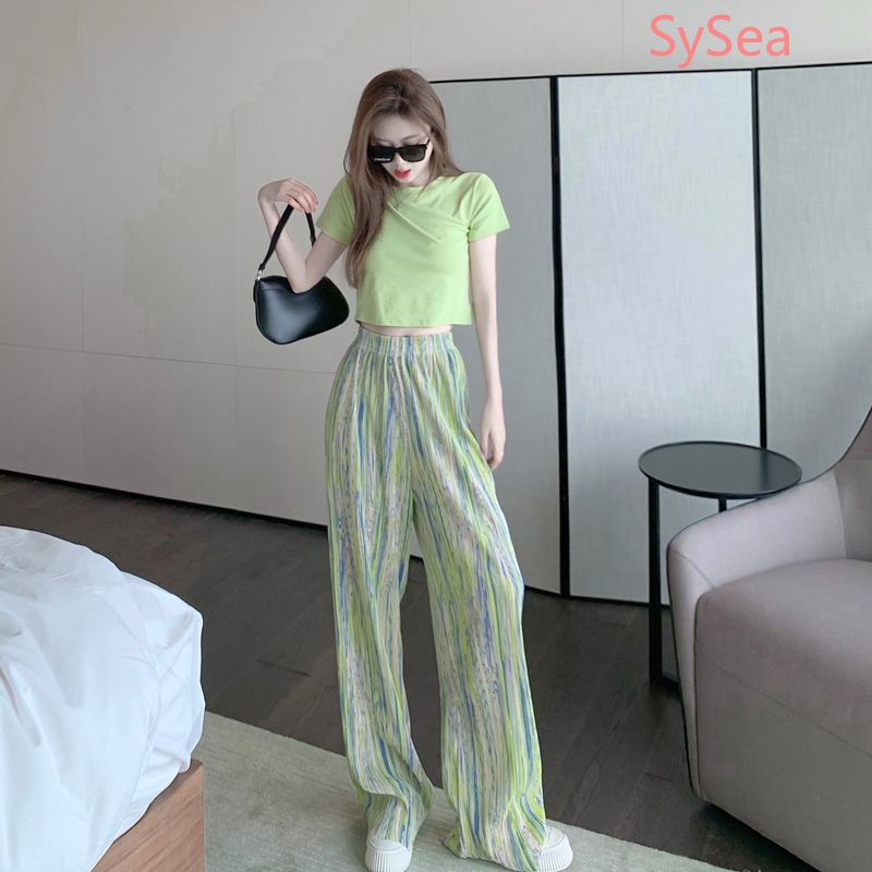 Quần dài ống rộng lưng cao thời trang mùa hè dành cho nữ