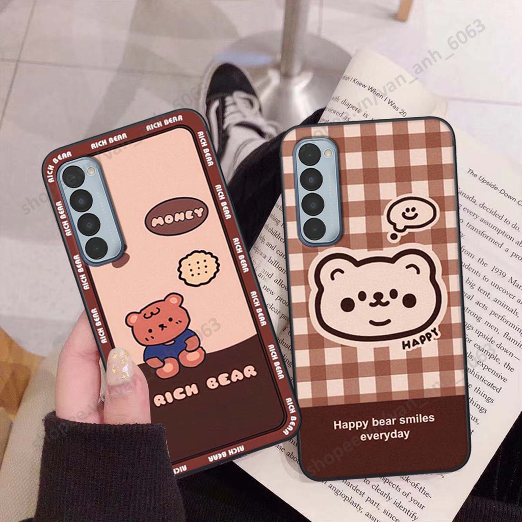 Ốp lưng Oppo Reno4 / Reno4 Pro / Reno 4 in hình hoa, gấu rich bear nghệ thuật, thời trang