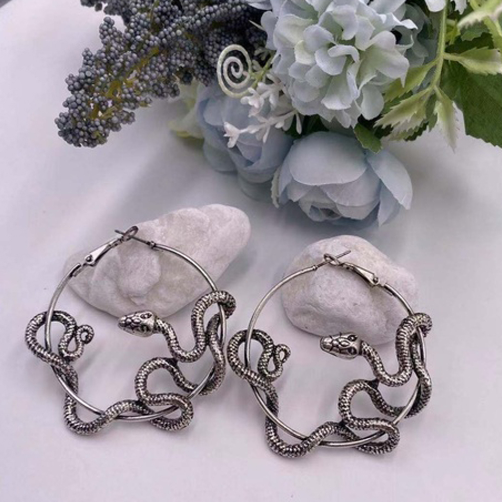 Khuyên Tai Vòng Lủng Lẳng Hình Tròn Màu Đen Thời Trang Phong Cách Gothic Cho Nam Và Nữ