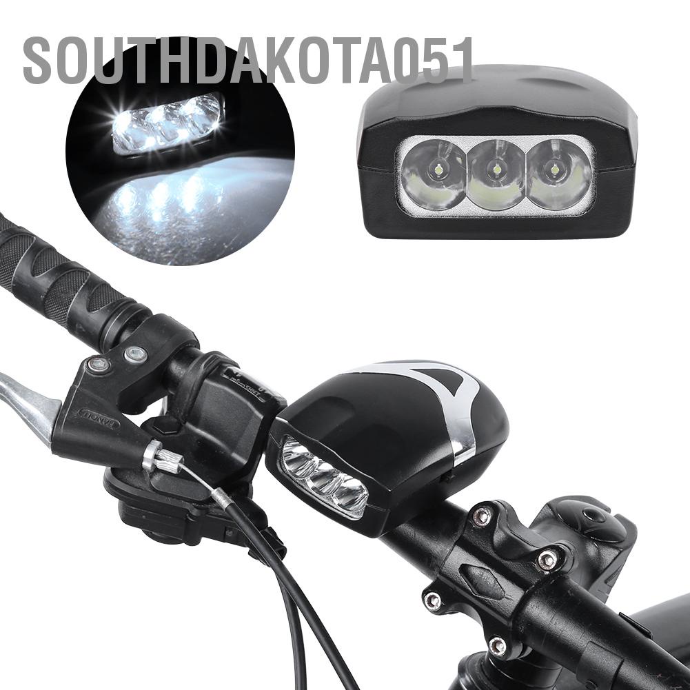 Hàng Sẵn Đèn LED gắn tay cầm xe đạp 3 bóng chống thấm nước có còi dễ mang theo khi đi ra ngoài Đèn xe đạp thể thao siêu sáng led chống nước có còi【Southdakota051】