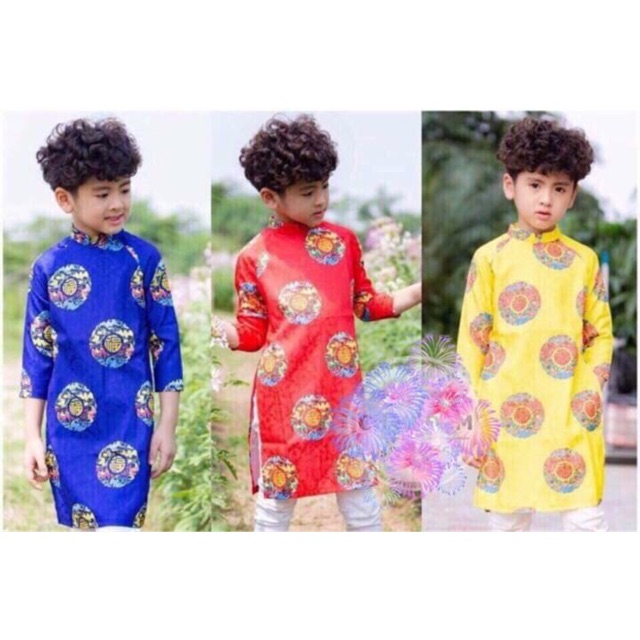 Áo dài gấm cho bé trai