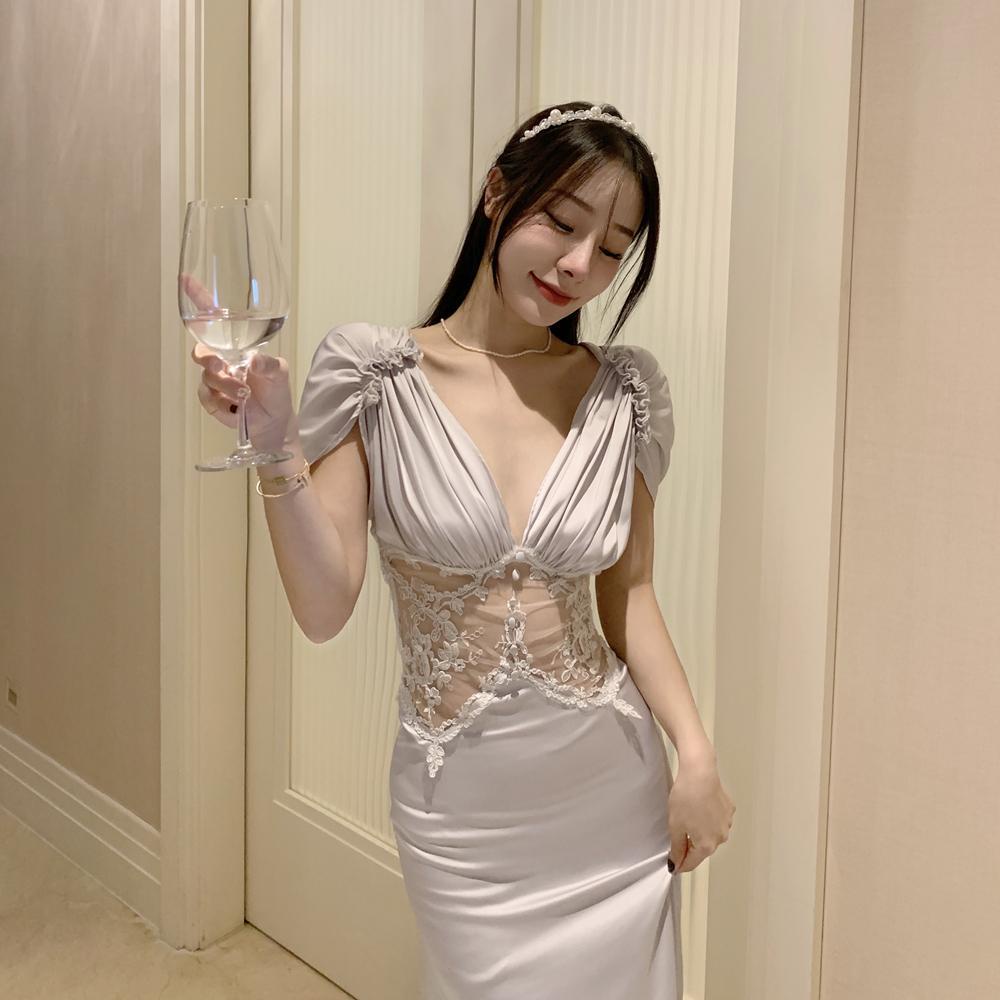 French super fairy seaside holiday photo long skirt female heinolina Greek classical goddess Pleated Dress summer