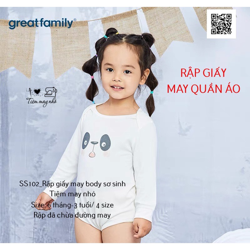 SS102_Rập giấy may body tay dài + ngắn sơ sinh