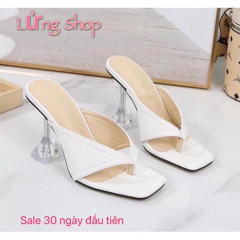 Dép Kẹp Ngón Nữ Cao Cấp Lửng Shop , Đế Mica trong suốt cao 6 phân fom chuẩn