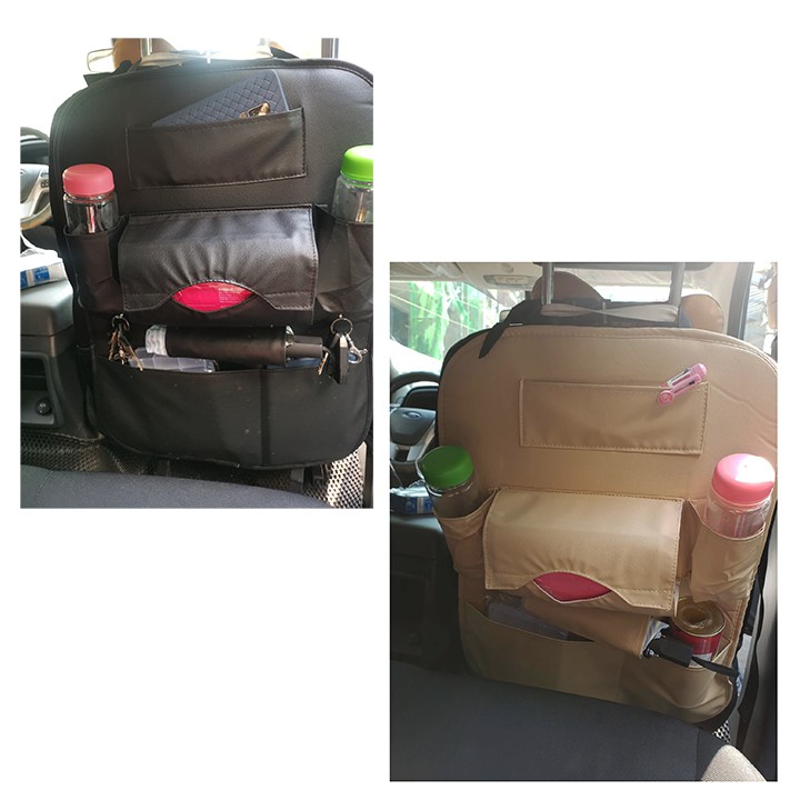 HCM Túi đựng đồ 8 ngăn gắn lưng ghế xe hơi bằng da PU cao cấp