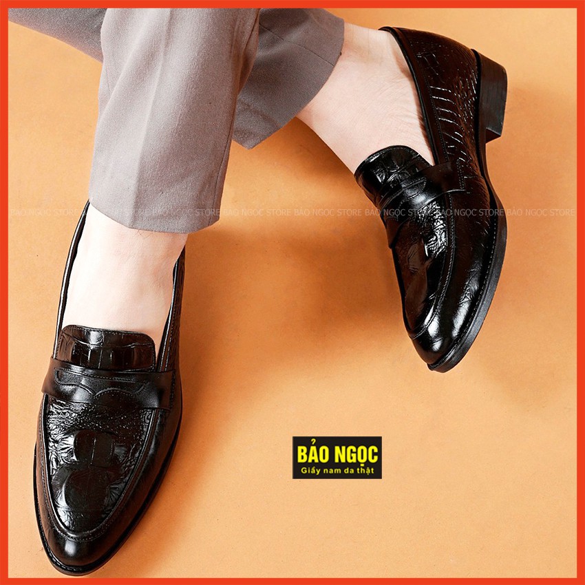 Giày tăng chiều cao nam 6,5cm BẢO NGỌC STORE ✅ Da bò tấm dập vân cá sấu sang trọng ✅ Mã TC11