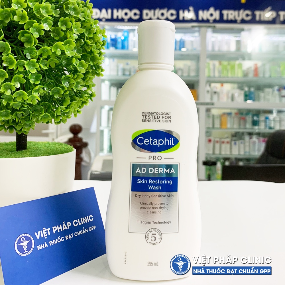 Sữa tắm Cetaphil Pro AD Derma Skin Restoring Wash cho da cơ địa, khô - 295ml