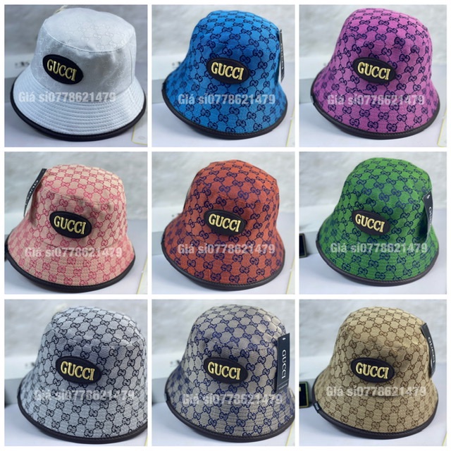 Mũ bo cụp bucket vải nhập dệt G—G đặc sắc unisex thời trang (hình thật)