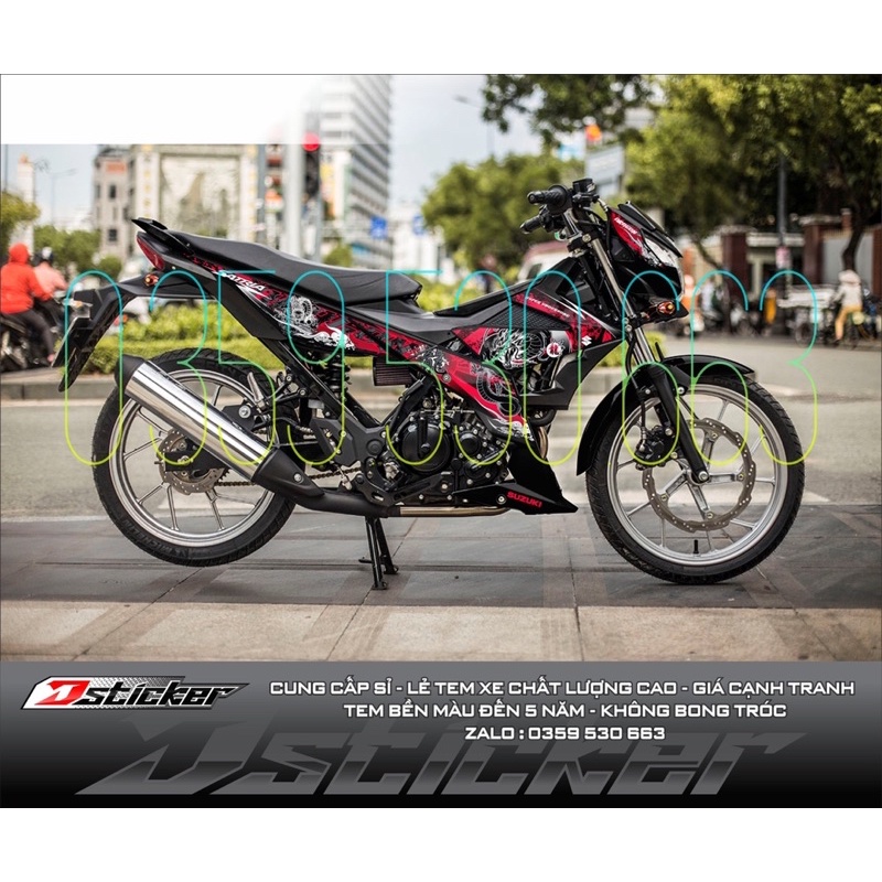 Tem rời Satria xe đen - tem Dragon Rồng đỏ