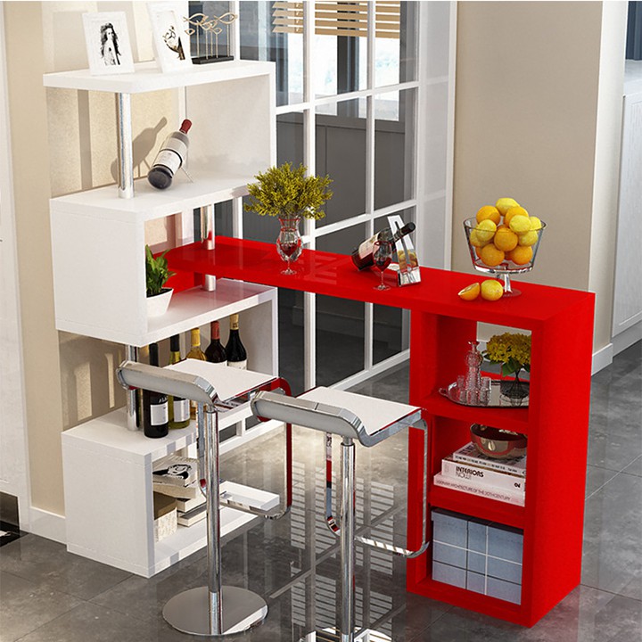 💥GIÁ RẺ💥 Quầy bar mini hiện đại, có kèm ô để rượu vang và khay để ly rượu đế cao trang trí phòng ăn, phòng bếp BAH038 | BigBuy360 - bigbuy360.vn