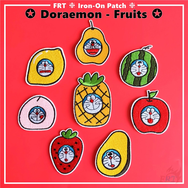 ☸ Miếng Dán Ủi Lên Quần Áo Hình Doraemon / Dưa Hấu / Táo / Dâu / ☸ 1 Sticker Ủi Thêu Hình Huy Hiệu