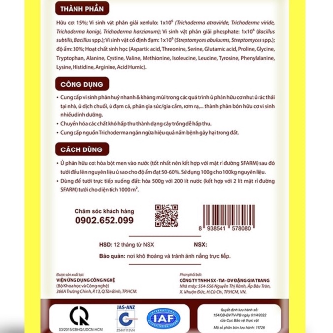 Men Ủ Vi Sinh EM Plus Trichoderma Sfarm, kết hợp Mật Rỉ Đường Ủ phân Hữu Cơ