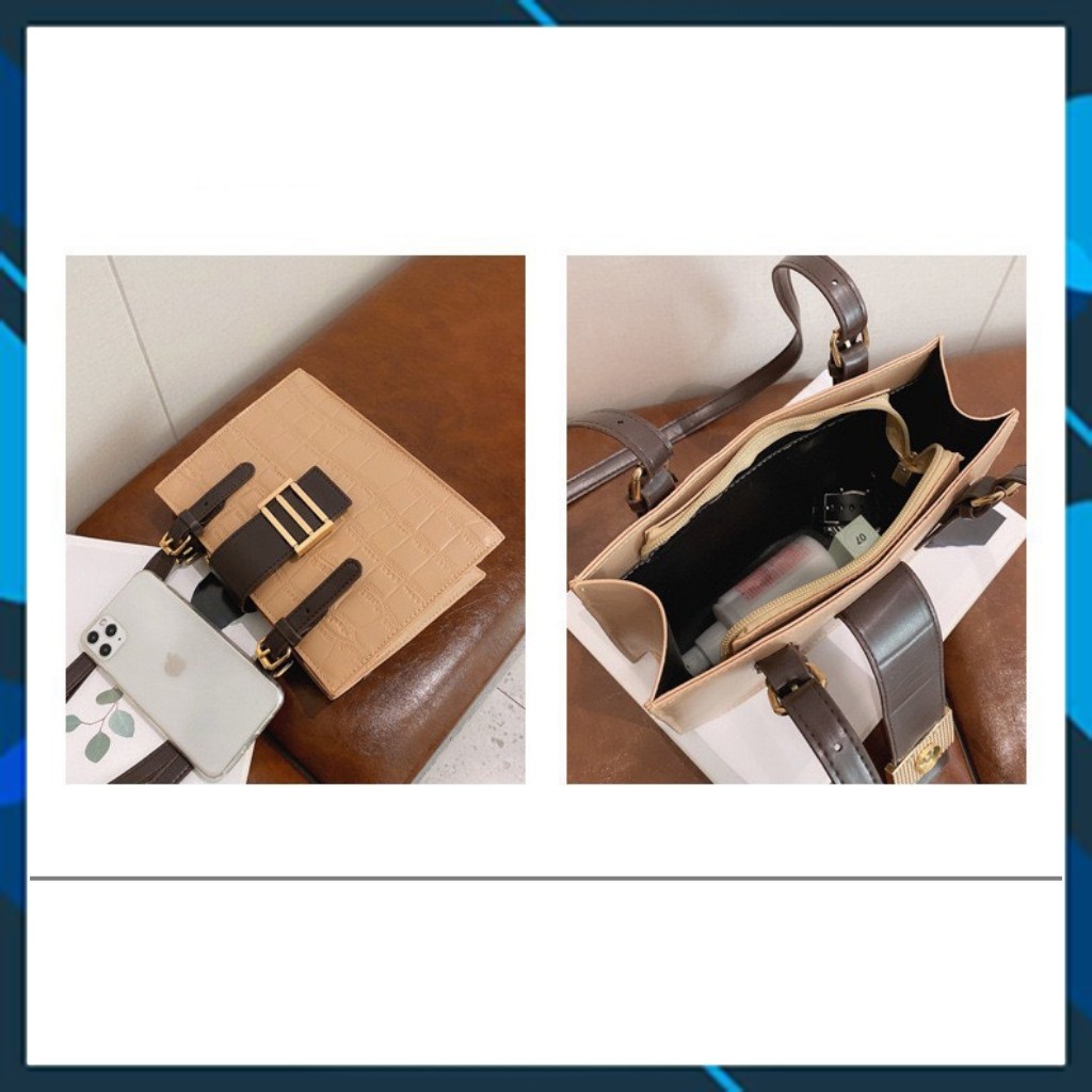 Túi Xách Nữ Công Sở Giá Rẻ Chất Da Đẹp Nhiều Ngăn Đeo Chéo Đeo Vai Size 24