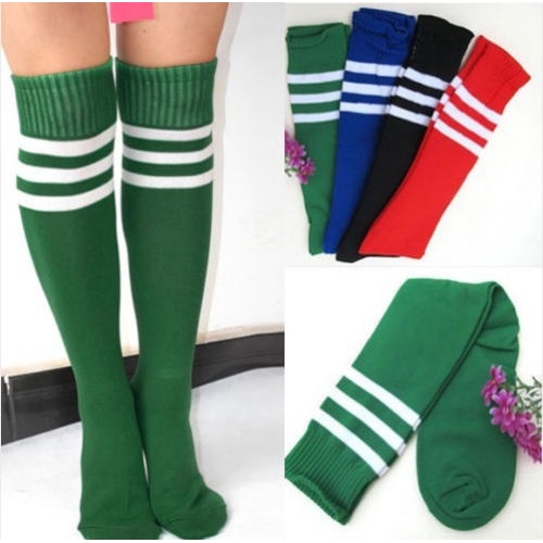 Vớ thể thao unisex dài ngang gối họa tiết kẻ sọc cho đá bóng