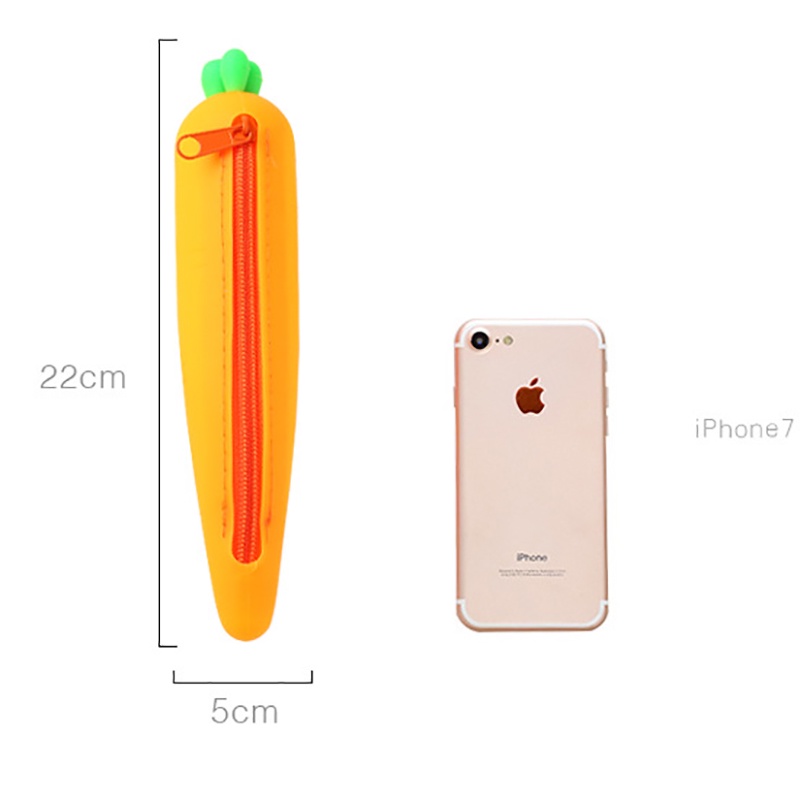 1 Túi Đựng Bút Bằng Silicon Hình Củ Cà Rốt Sáng Tạo Dễ Thương