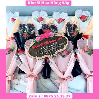 Hoa Sáp Thơm Bó Mẫu 013 Hoa Hồng Sáp 01 Bông Giấy TIM Mẫu Mới