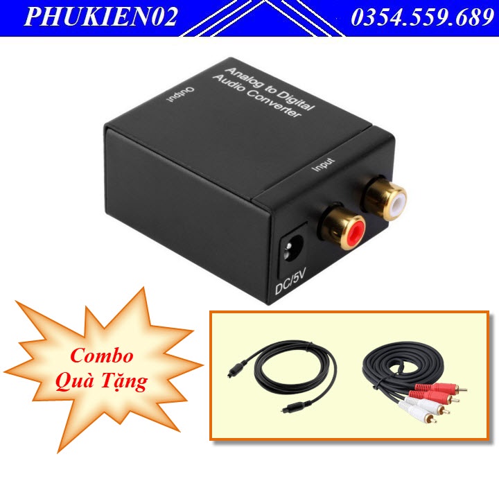(Quà tặng trị giá 149k) Bộ chuyển đổi âm thanh AV RCA R L AUDIO sang Optical Coaxial - AV ra Quang- Hàng chính hãng