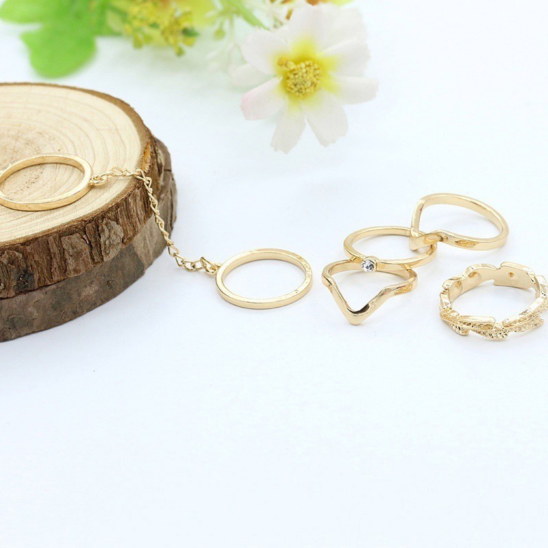 Set 5 nhẫn đeo giữa ngón tay đơn giản dành cho nữ
