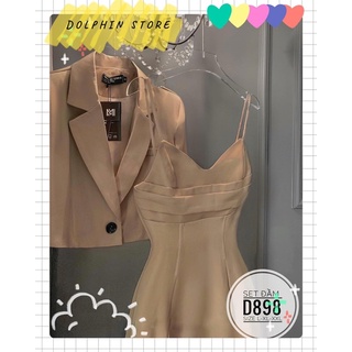 🌹BIGSIZE Set đầm 2 dây kèm áo blazer bigsize🌹
