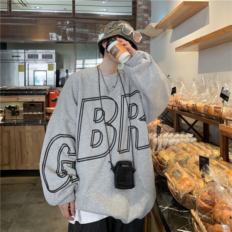 Áo sweater tay dài cổ tròn nam nữ couple form rộng BR dày thu đông nỉ ulzzang  big size