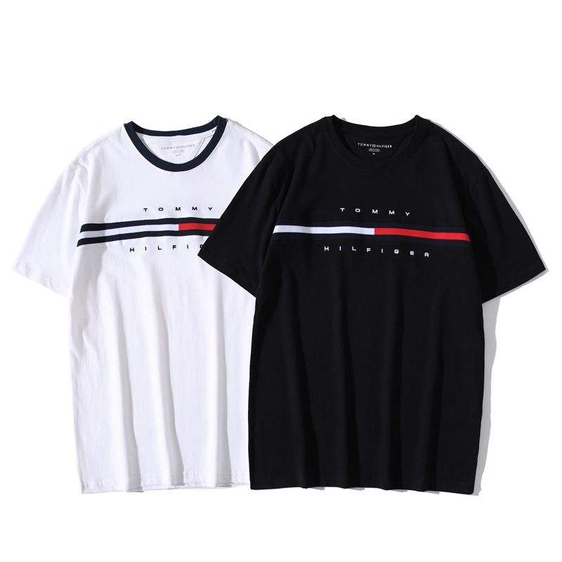 Hàng Spot! Áo Thun Tay Ngắn Cổ Tròn Thêu Logo Tommy Cá Tính Cho Nam Và Nữ