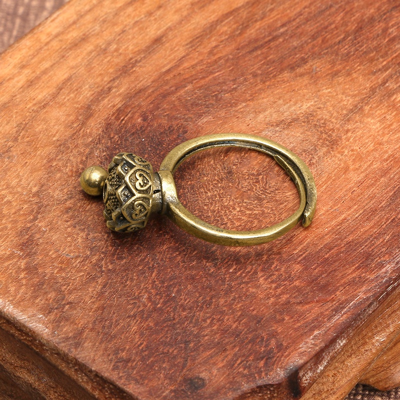 Nhẫn hở họa tiết hoa sen bằng đồng nguyên chất cá tính cho nam nữ