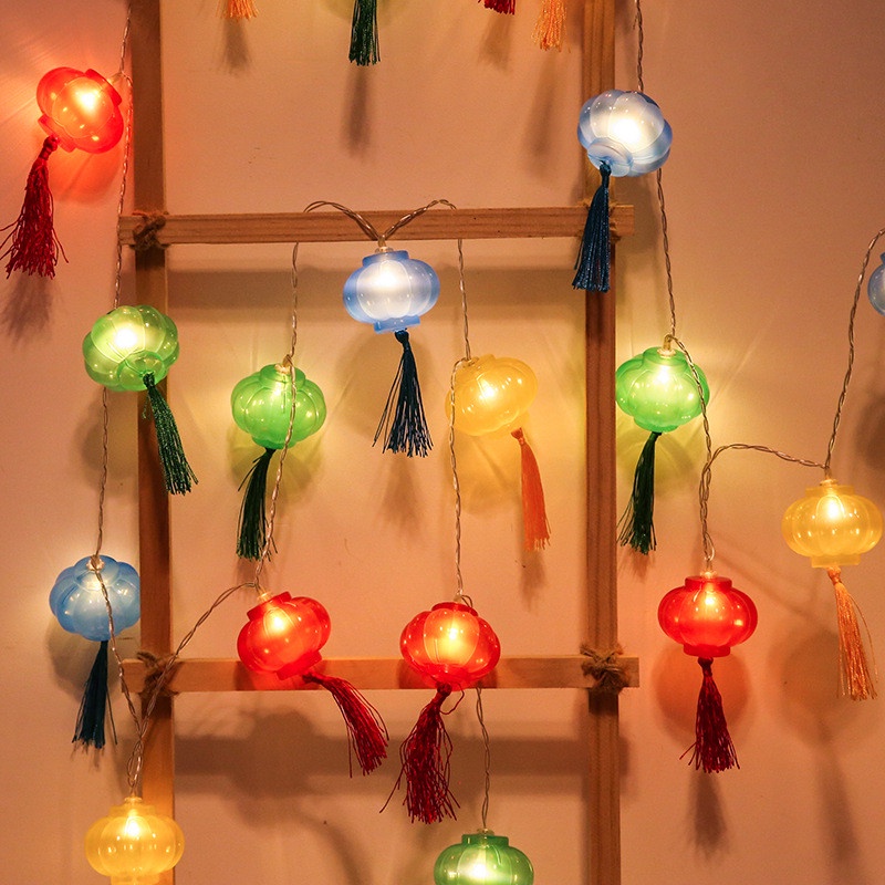 Dây đèn lồng 10 LED dài 2m sử dụng pin dùng trang trí năm mới