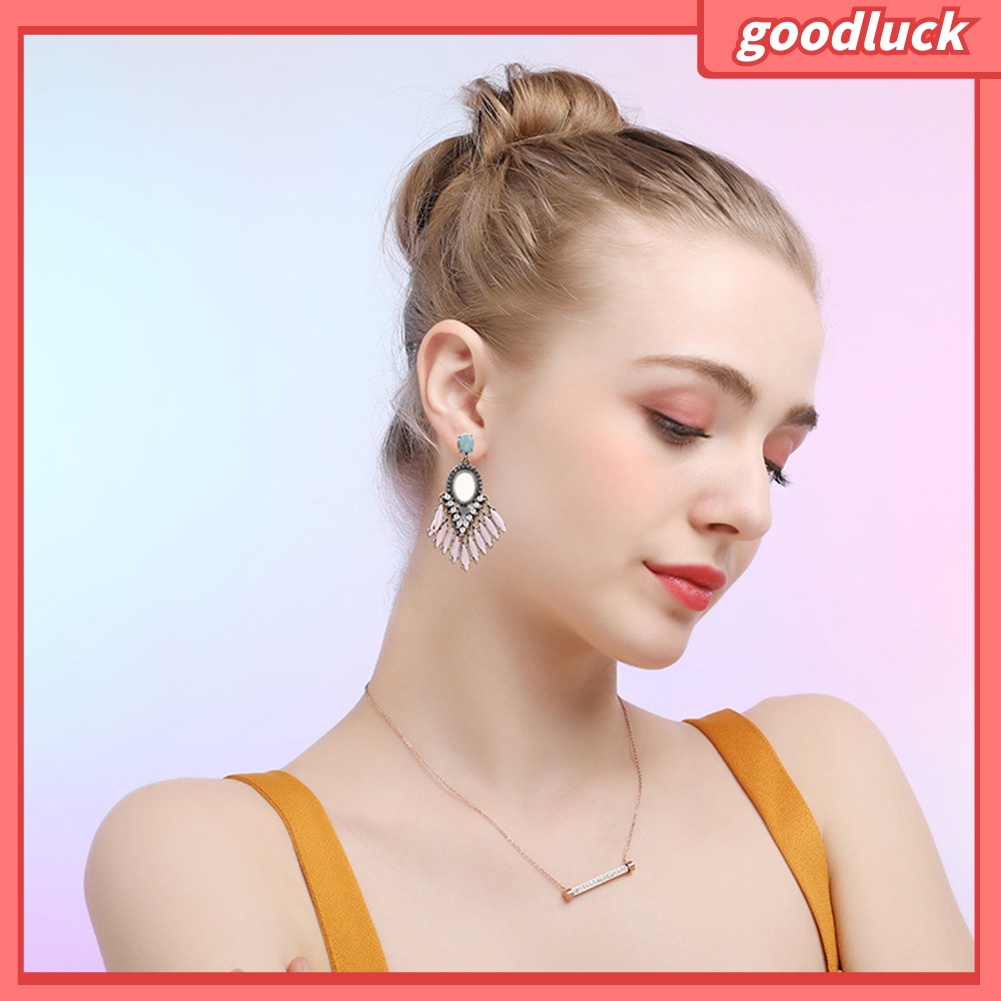 ps/Baroque Women Rhinestone Inlaid Geometric Dangle Ear Stud Earrings Party Jewelry