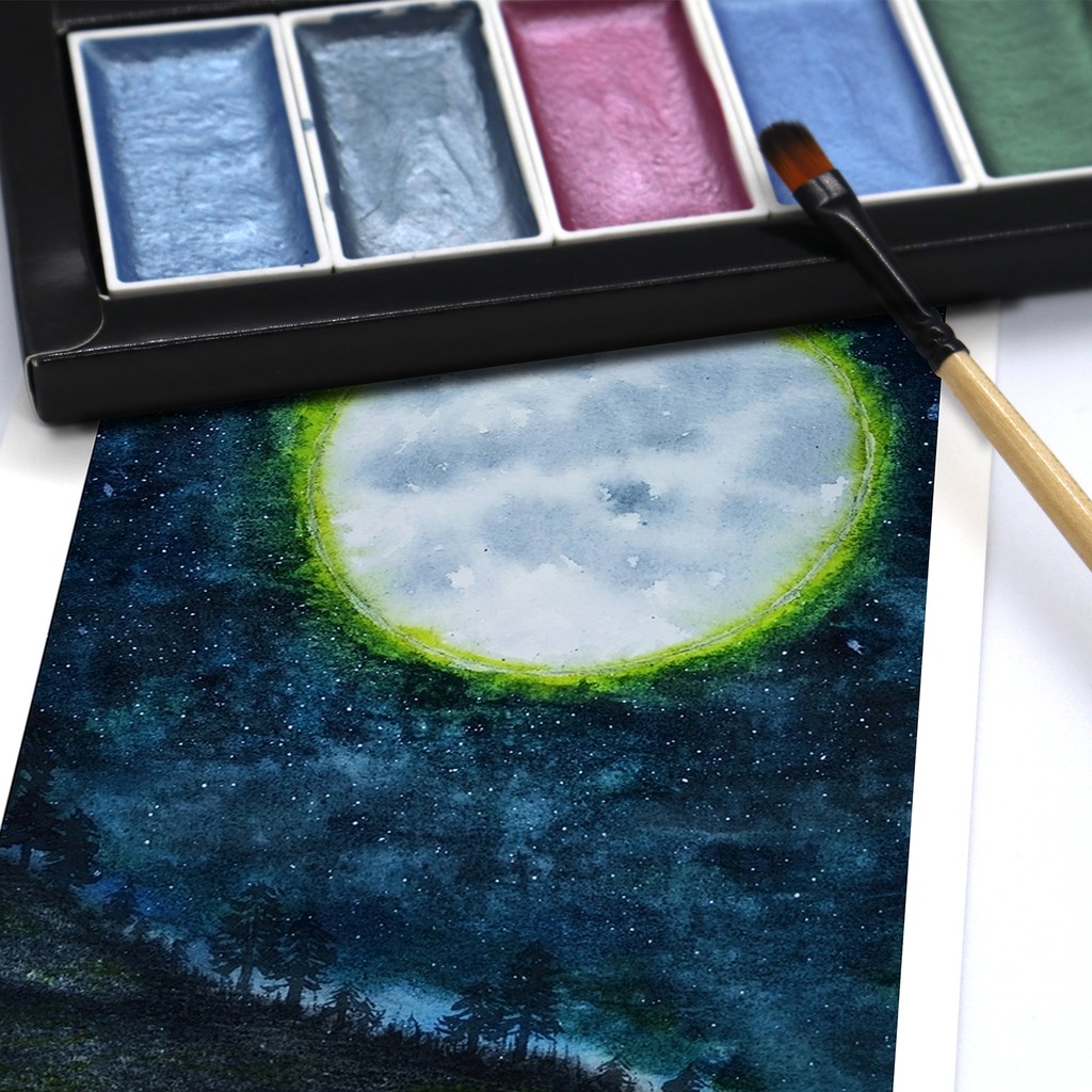 Bảng màu nước SeamiArt 6 màu độ khô vừa phải