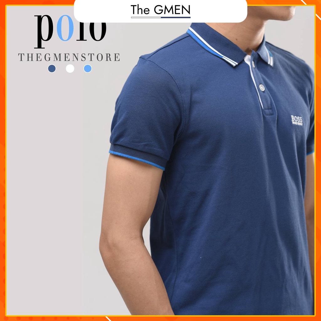 Áo Polo nam The GMEN Hugo Boss Polo chất liệu 100% cotton, kẻ viền ấn tượng